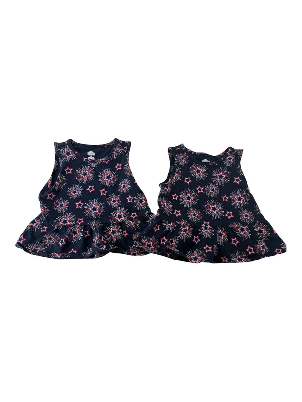 Matching Twin Girl Navy Starburst Peplum Tank Top (Set of 2)